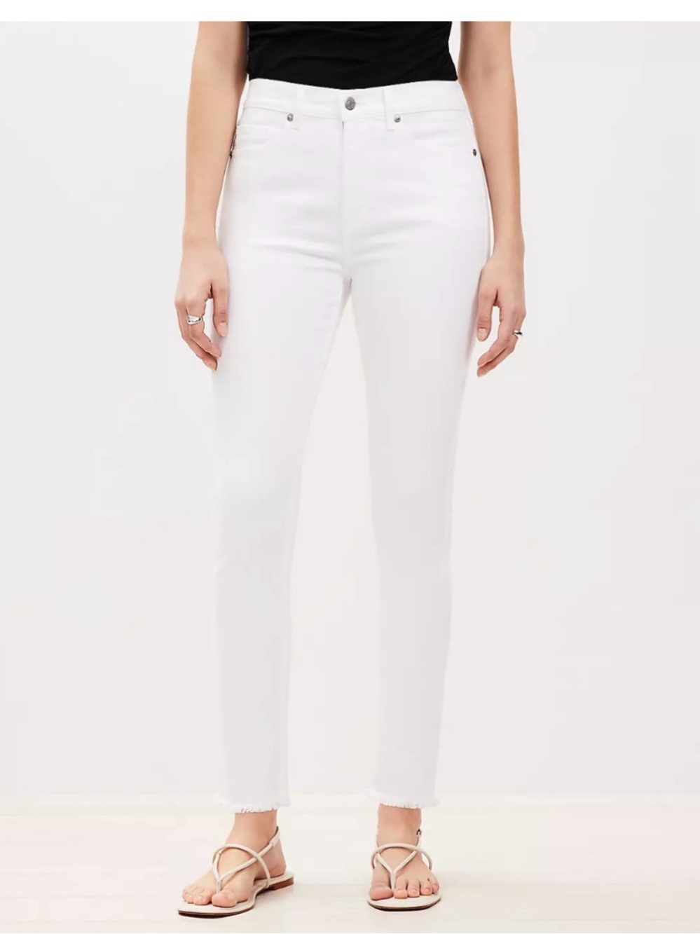 LOFT NWOT White Cropped Ankle Jeans with Raw Hem